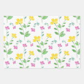 Yellow Pink Waterverf Flower Stem Pattern Inpakpapier Vel (Voorkant)