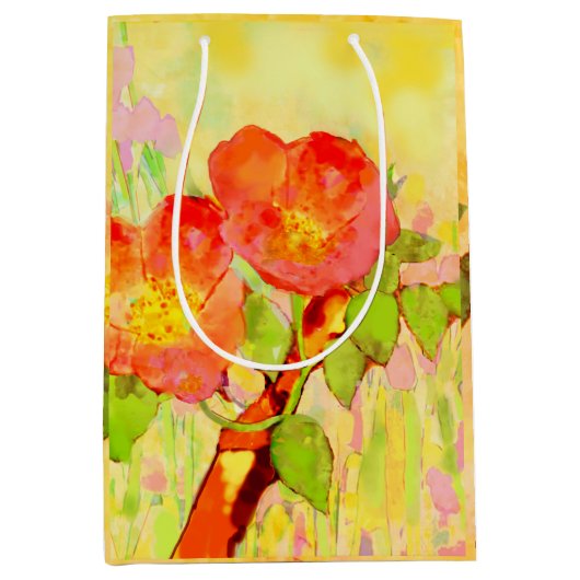  Yellow Pinks Floral Sweet Briar Gift Bag Medium Cadeauzakje (Voorkant)