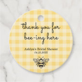 Yellow Plaid Bee Vrijgezellenfeest Gift Label (Voorkant)