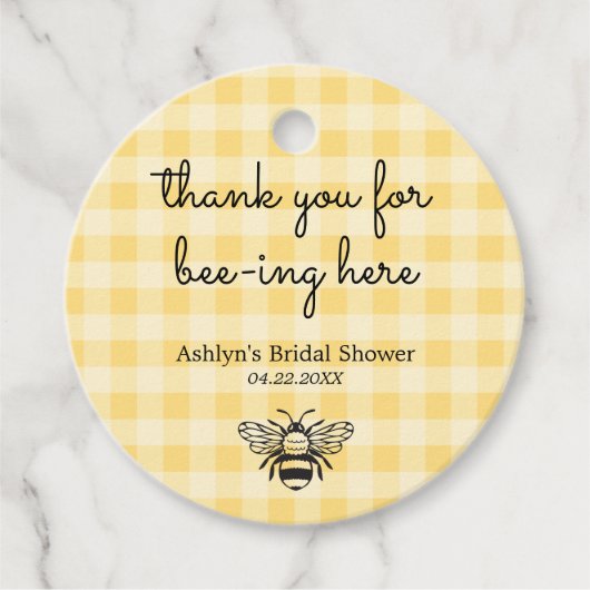 Yellow Plaid Bee Vrijgezellenfeest Gift Label (Voorkant)