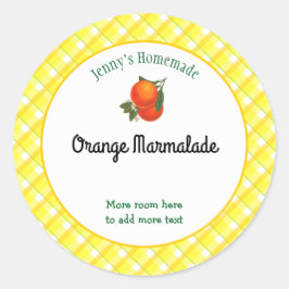 Yellow Plaid controleert bewerkbaar Oranje recept Ronde Sticker