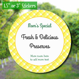 Yellow Plaid controleert bewerkbaar retro inblikke Ronde Sticker