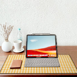Yellow Plaid Pattern Desk Mat