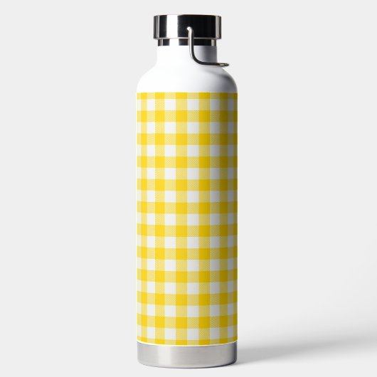 Yellow Plaid Pattern Water Bottle Waterfles (Links)