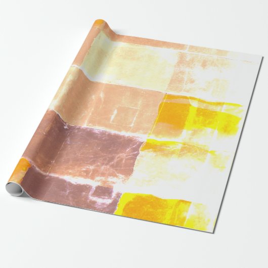Yellow Plaid Peach Cadeaupapier (Uitgerold)