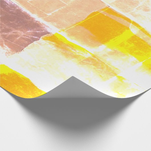 Yellow Plaid Peach Cadeaupapier (Hoek)