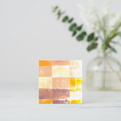 Yellow Plaid Peach Vierkante Visitekaartje (Staand voorkant)