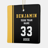 Yellow Player Name Number Team Sports Keramisch Ornament (Links)