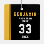 Yellow Player Name Number Team Sports Keramisch Ornament (Achterkant)