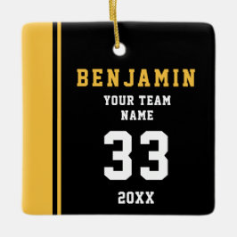 Yellow Player Name Number Team Sports Keramisch Ornament