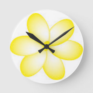 Yellow Plumeria Design Art Wall klok