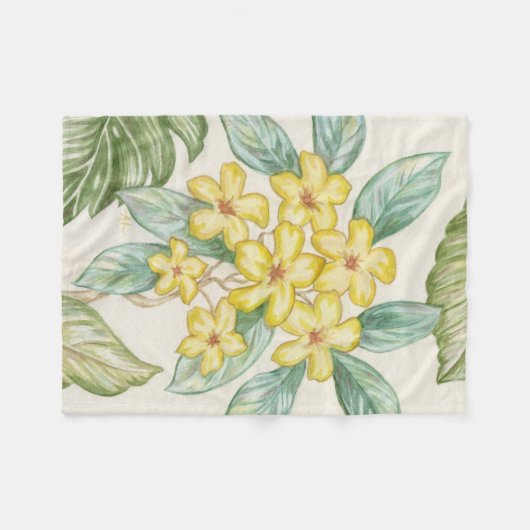 Yellow Plumeria fleece Gooi (Voorkant (Horizontaal))