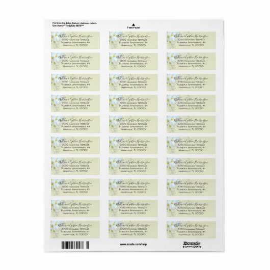 Yellow Plumeria Flourish Return Address Labels (Full Sheet)