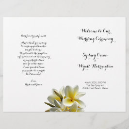 Yellow Plumeria Flowers Folded Wedding Programme