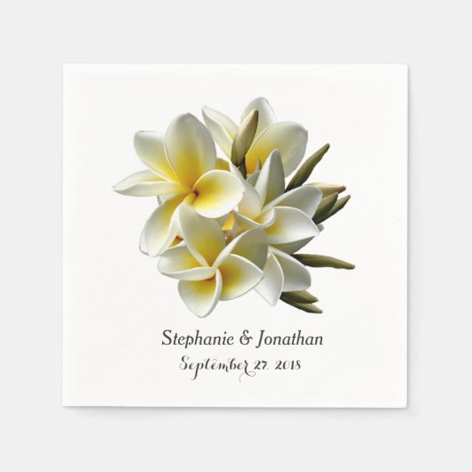 Yellow Plumeria Flowers Tropical Wedding Napkin Servet (Voorkant)