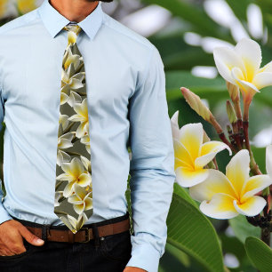 Yellow Plumeria Flowers Tropical Wedding Stropdas