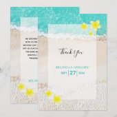 Yellow Plumeria Frangipani Tropical Beach Wedding Bedankkaart (Voorkant / Achterkant)