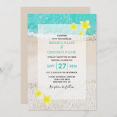 Yellow Plumeria Frangipani Tropical Beach Wedding Kaart (Voorkant / Achterkant)