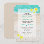 Yellow Plumeria Frangipani Tropical Beach Wedding Kaart (Voorkant / Achterkant)