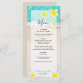 Yellow Plumeria Frangipani Tropical Beach Wedding Menu (Voorkant / Achterkant)