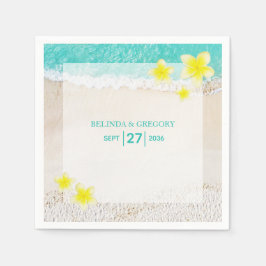Yellow Plumeria Frangipani Tropical Beach Wedding Servet