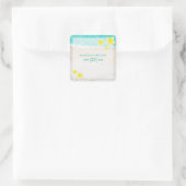 Yellow Plumeria Frangipani Tropical Beach Wedding Vierkante Sticker (Tas)