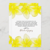 Yellow Plumeria Frangipani Wedding Bedankkaart (Voorkant / Achterkant)