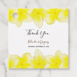 Yellow Plumeria Frangipani Wedding Gift Bedankjes Labels