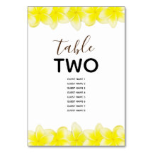 Yellow Plumeria Frangipani Wedding Guest Names