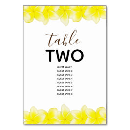 Yellow Plumeria Frangipani Wedding Guest Names Kaart