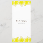 Yellow Plumeria Frangipani Wedding Menu (Achterkant)