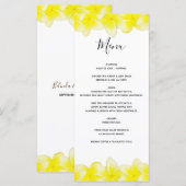 Yellow Plumeria Frangipani Wedding Menu (Voorkant / Achterkant)