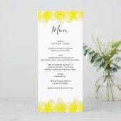 Yellow Plumeria Frangipani Wedding Menu (Staand voorkant)