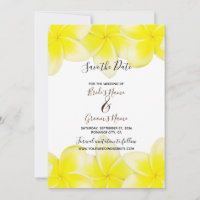 Yellow Plumeria Frangipani Wedding Save the Date