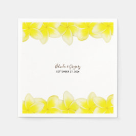 Yellow Plumeria Frangipani Wedding Servet