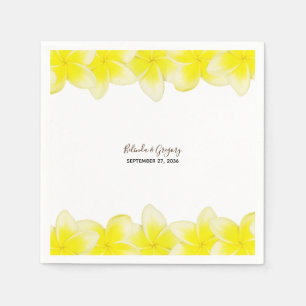 Yellow Plumeria Frangipani Wedding Servet