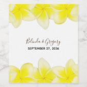 Yellow Plumeria Frangipani Wedding Wijn Etiket (Enkel label)