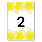 Yellow Plumeria Frangipani Wedingstabel Number Kaart (Voorkant)