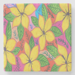 Yellow Plumeria Garden Stenen Onderzetter