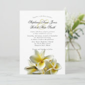 Yellow Plumeria Hawaiian Flower Wedding Invitation Kaart (Staand voorkant)
