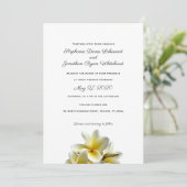 Yellow Plumeria Hawaiian Wedding Invitation Kaart (Staand voorkant)