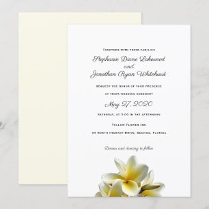 Yellow Plumeria Hawaiian Wedding Invitation Kaart