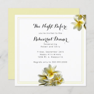 Yellow Plumeria rehearsal Dinner Square Invitation Kaart