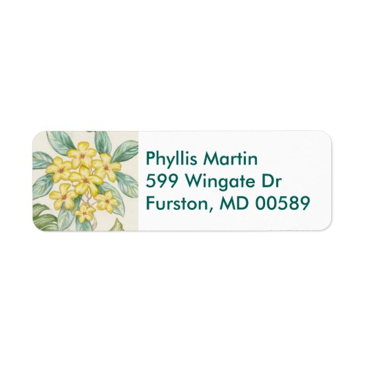 Yellow Plumeria return address label (Voorkant)