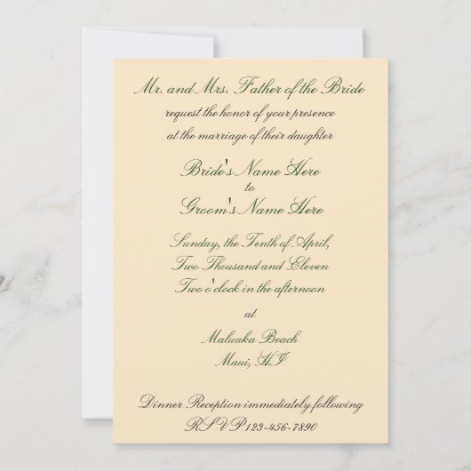 Yellow Plumeria Wedding Invitation Kaart (Achterkant)