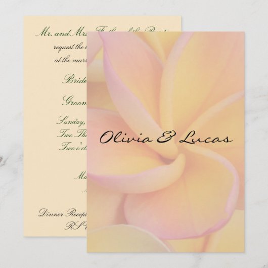 Yellow Plumeria Wedding Invitation Kaart (Voorkant / Achterkant)