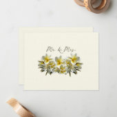 Yellow Plumeria Wedding Mr en Mrs Blank Notitiekaartje (Voorkant / Achterkant in situ)