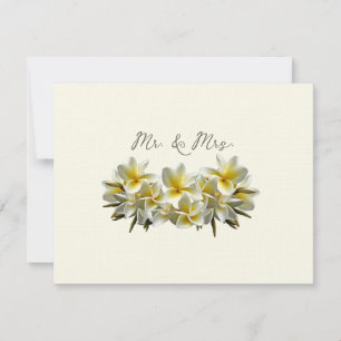 Yellow Plumeria Wedding Mr en Mrs Blank Notitiekaartje