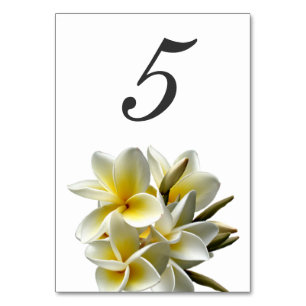 Yellow Plumeria Wedding Table Number kaarten