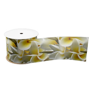 Yellow Plumeria White Wedding Floral Satijnen Lint